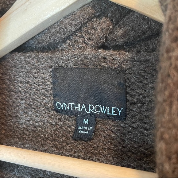 Cynthia Rowley Brown Cable Knit Open Front Cardigan Wool Blend Size Medium - Picture 5 of 6